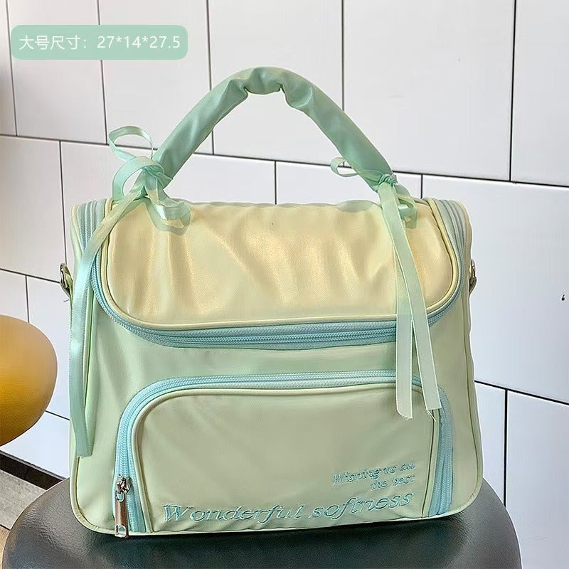 Girly Heart Bow Cosmetic Bag Large Capacity Portable Handbag Cosmetic Storage Waterproof Toiletries Bag - Image 3